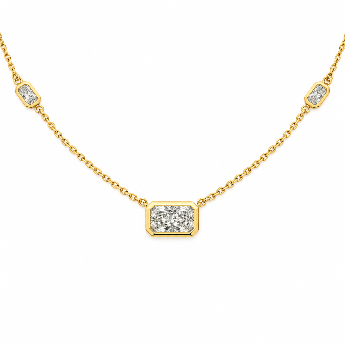Radiant Cut Bezel with Radiant Cut Diamond-By-The-Yard Necklace | 1.03ct TW - Lab Diamond Necklace