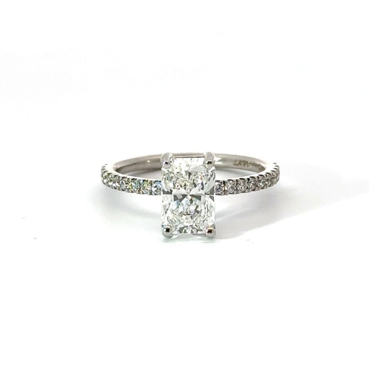 Radiant Cut Diamond - Italian Pave with Diamonds on Prongs- Choice of.50ct /.70ct/ 1.00ct or 1.20ct - Hidden Halo