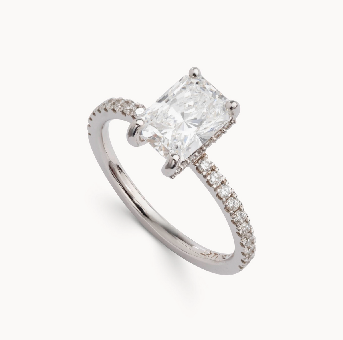 Radiant Cut Diamond - Italian Pave with Diamonds on Prongs- Choice of.50ct /.70ct/ 1.00ct or 1.20ct - Hidden Halo