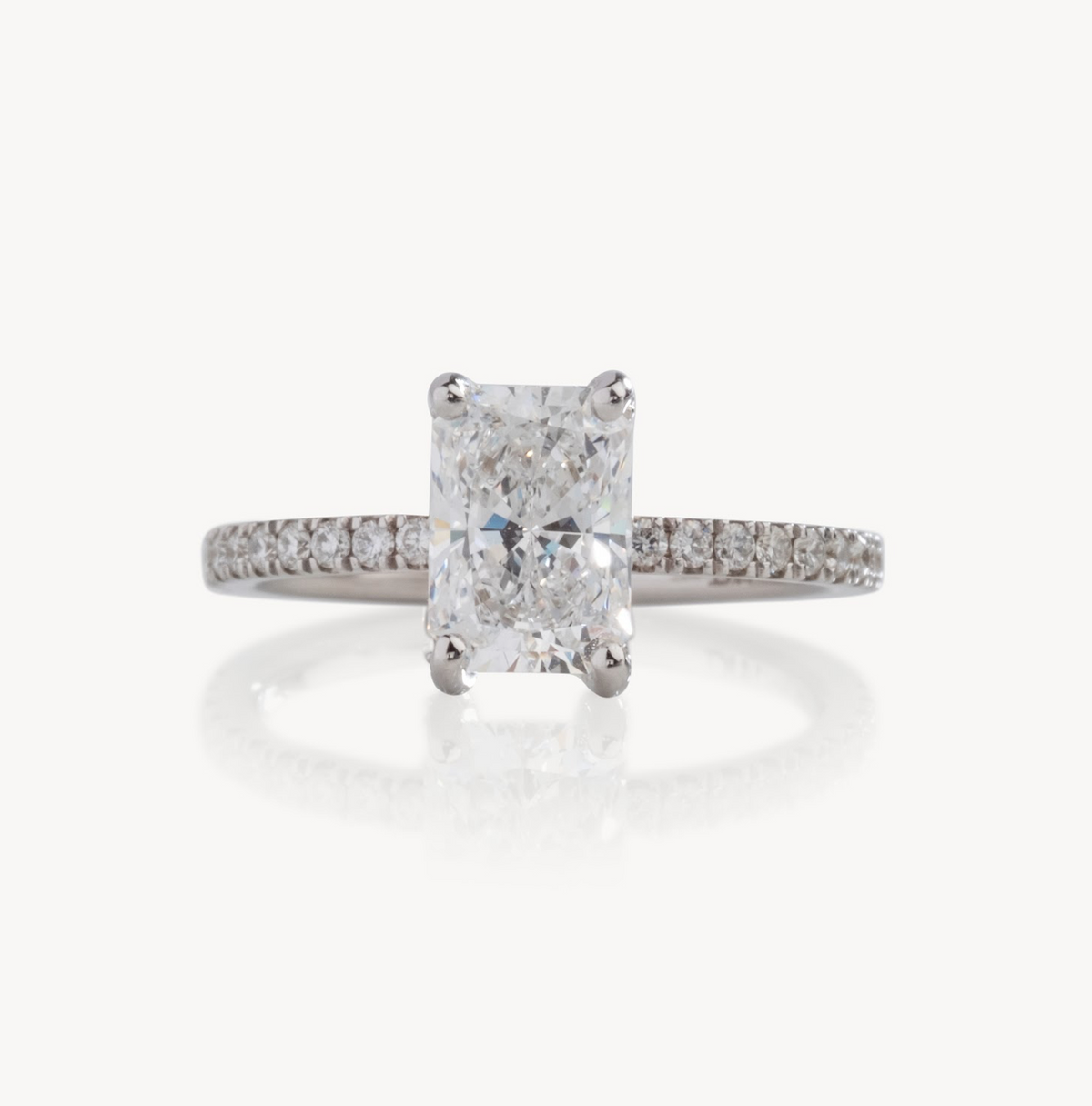 Radiant Cut Diamond - Italian Pave with Diamonds on Prongs- Choice of.50ct /.70ct/ 1.00ct or 1.20ct - Hidden Halo