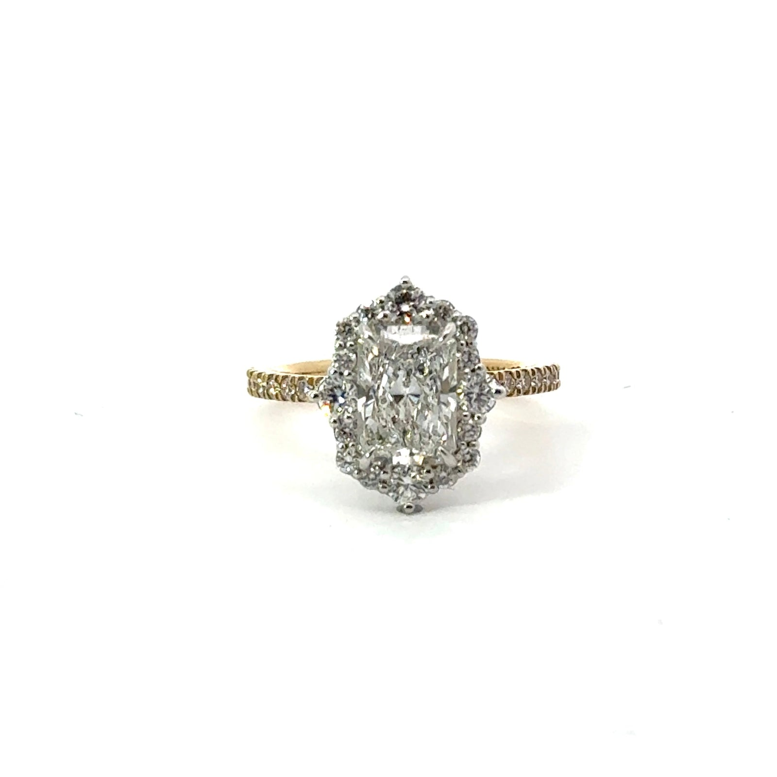 Radiant Cut Diamond Vinatge Inspired Halo Design- Choice of.50ct /.80ct / 1.00ct or 1.20ct Centre Diamond - Halo