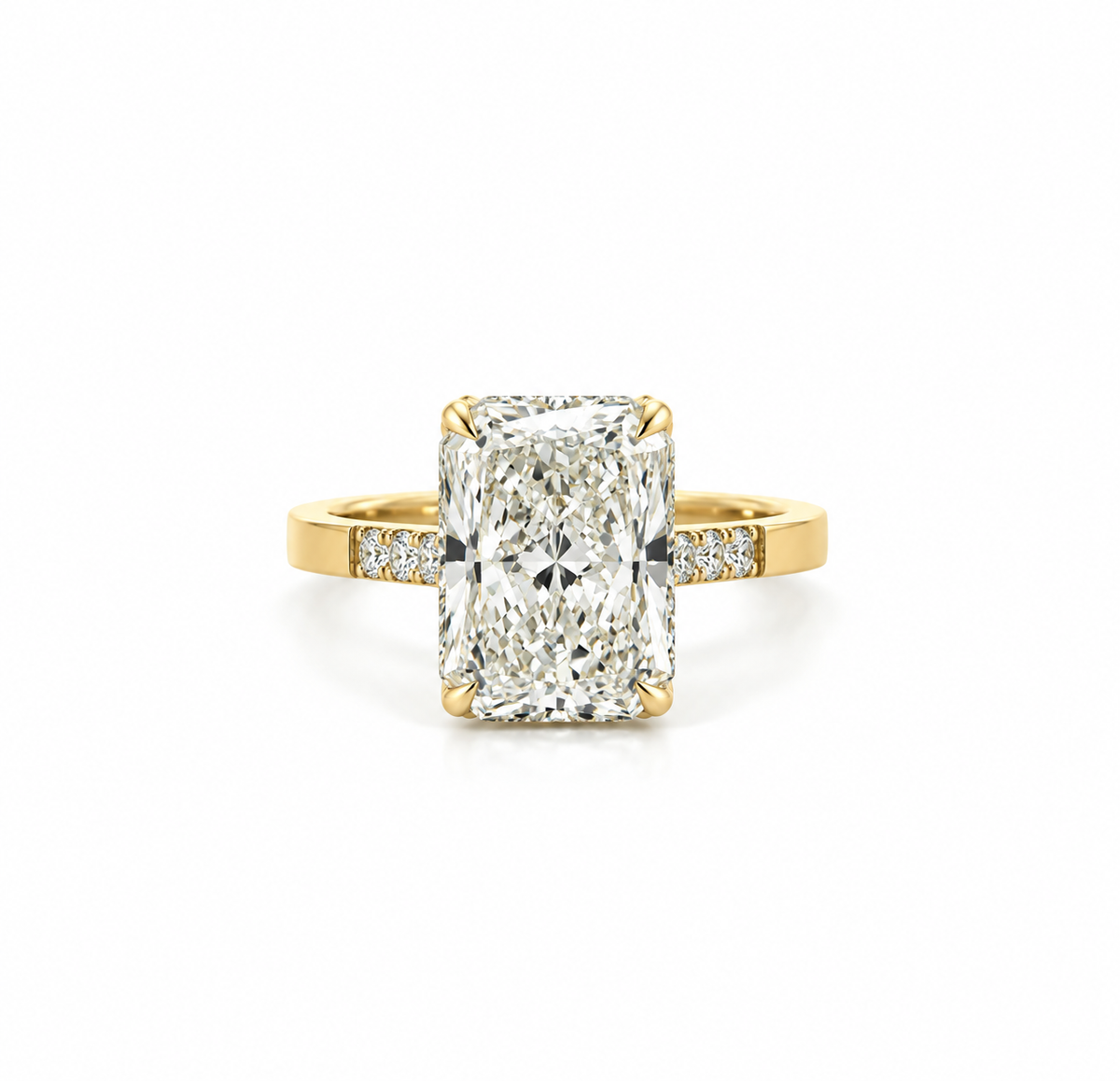 Radiant Cut Lab Diamond - 1/4 Diamond Shank with Reverse Halo - Available in 1.00ct - 7.00ct - Lab Engagement Ring