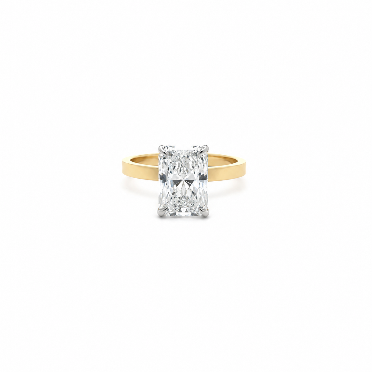 Radiant lab diamond engagement ring, 2mm cigar band – view 1 of 3