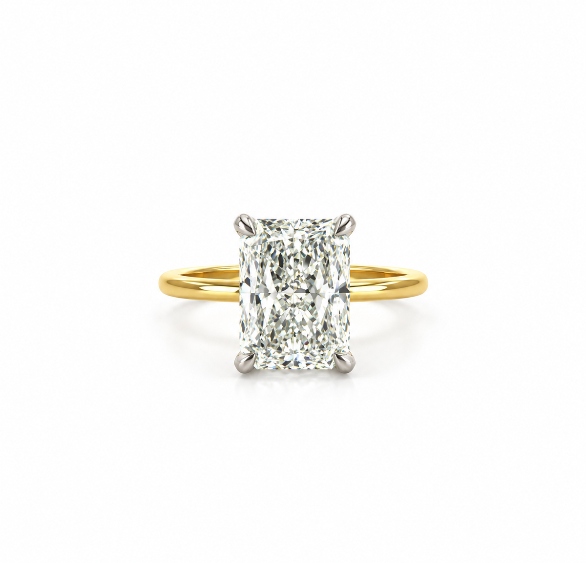 Radiant Cut Lab Diamond - Classic 1.50mm Tube Solitaire & Diamond Prong Design - Available in 1.00ct - 7.00ct - Hidden