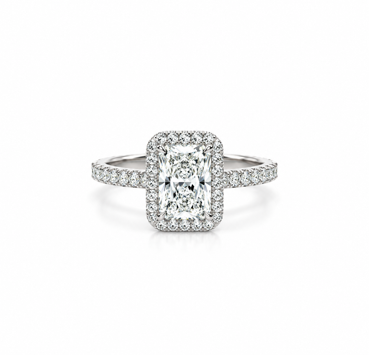 Radiant Cut Lab Diamond - Classic Halo Design- Available in 1.00ct - 7.00ct - Hidden Halo Reverse Halo Lab Diamonds