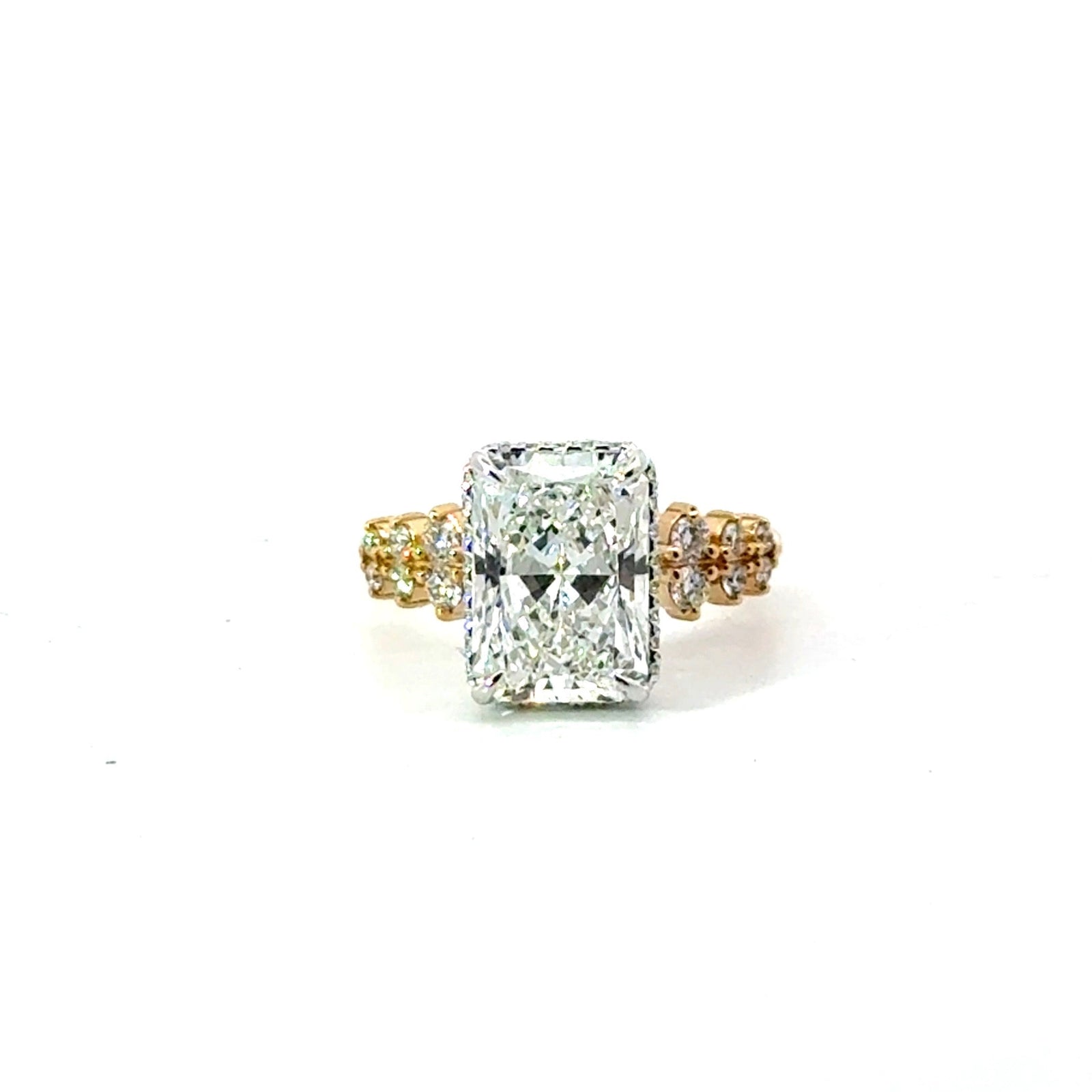 Radiant Cut Lab Diamond - Cluster Shank with Reverse Halo - Available in 1.00ct - 7.00ct - Lab Engagement Ring