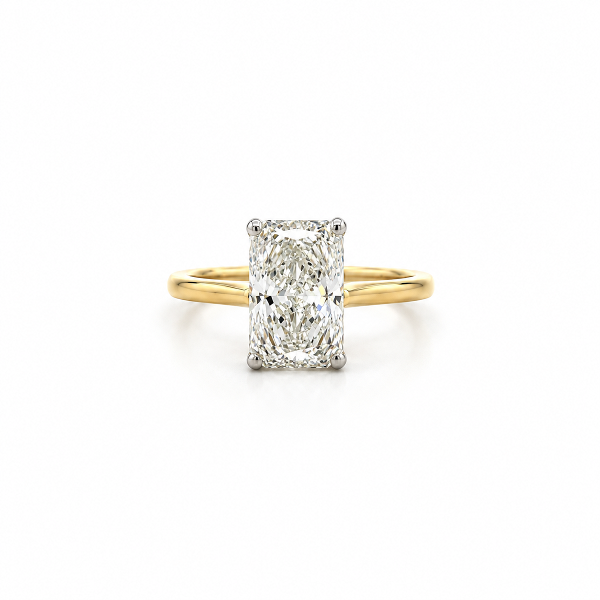 Radiant Cut Lab Diamond Engagement Ring | 1.80MM Tube Shank | Cathedral | Petal Prongs - Lab Engagement Ring