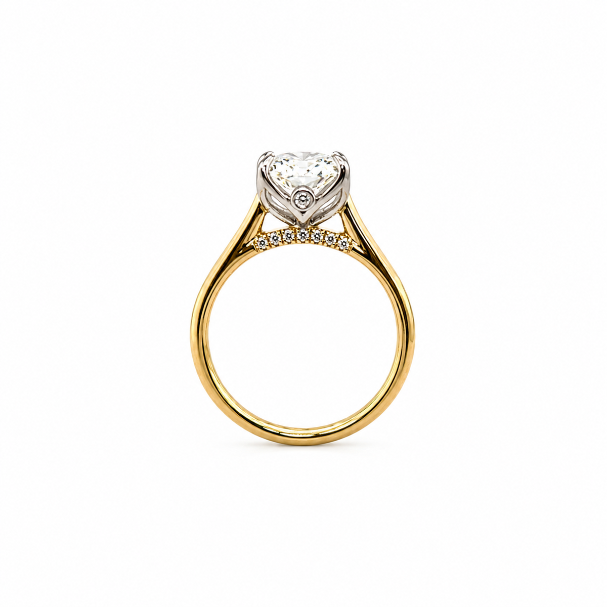 Radiant Cut Lab Diamond Engagement Ring | 1.80MM Tube Shank | Cathedral | Petal Prongs - Lab Engagement Ring