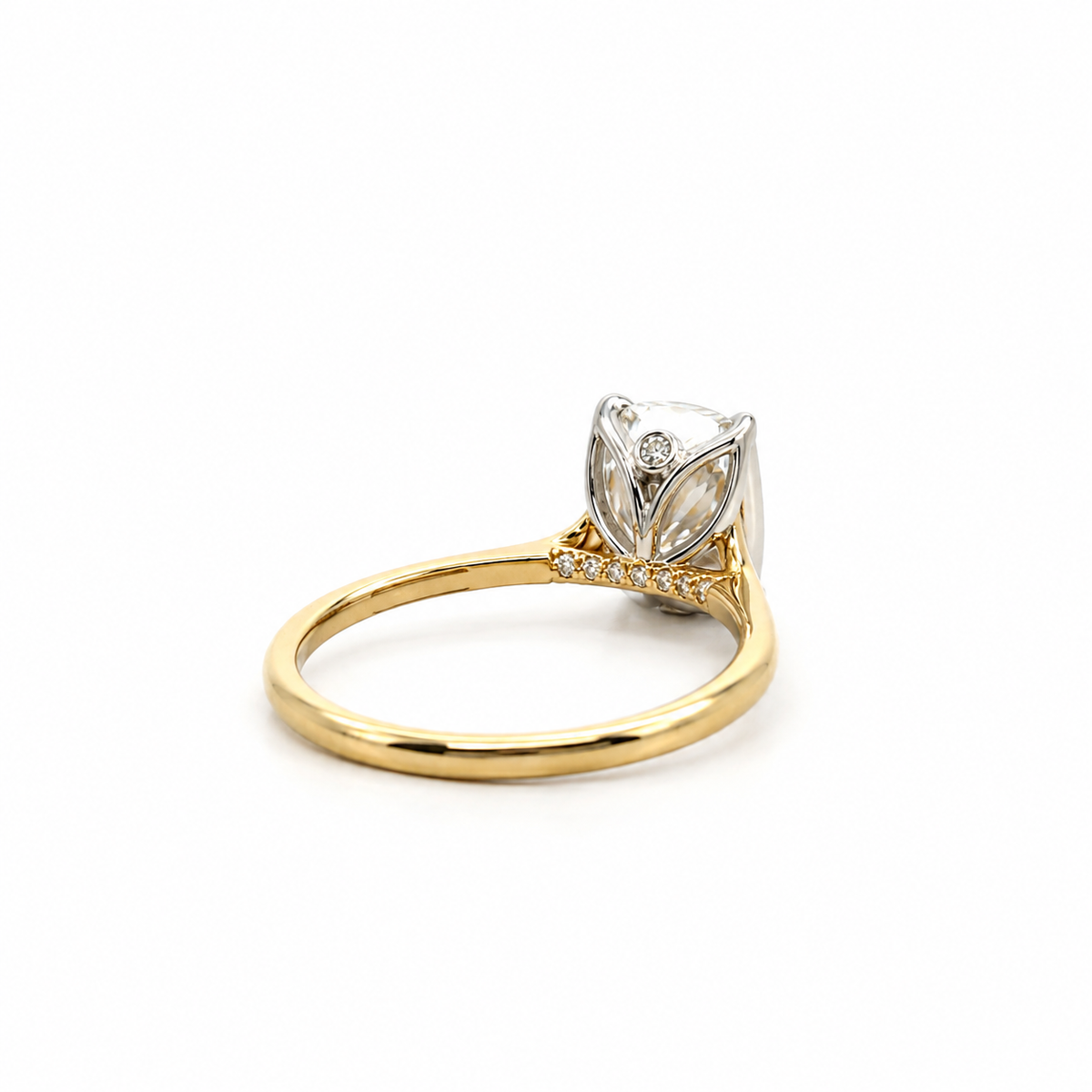 Radiant Cut Lab Diamond Engagement Ring | 1.80MM Tube Shank | Cathedral | Petal Prongs - Lab Engagement Ring
