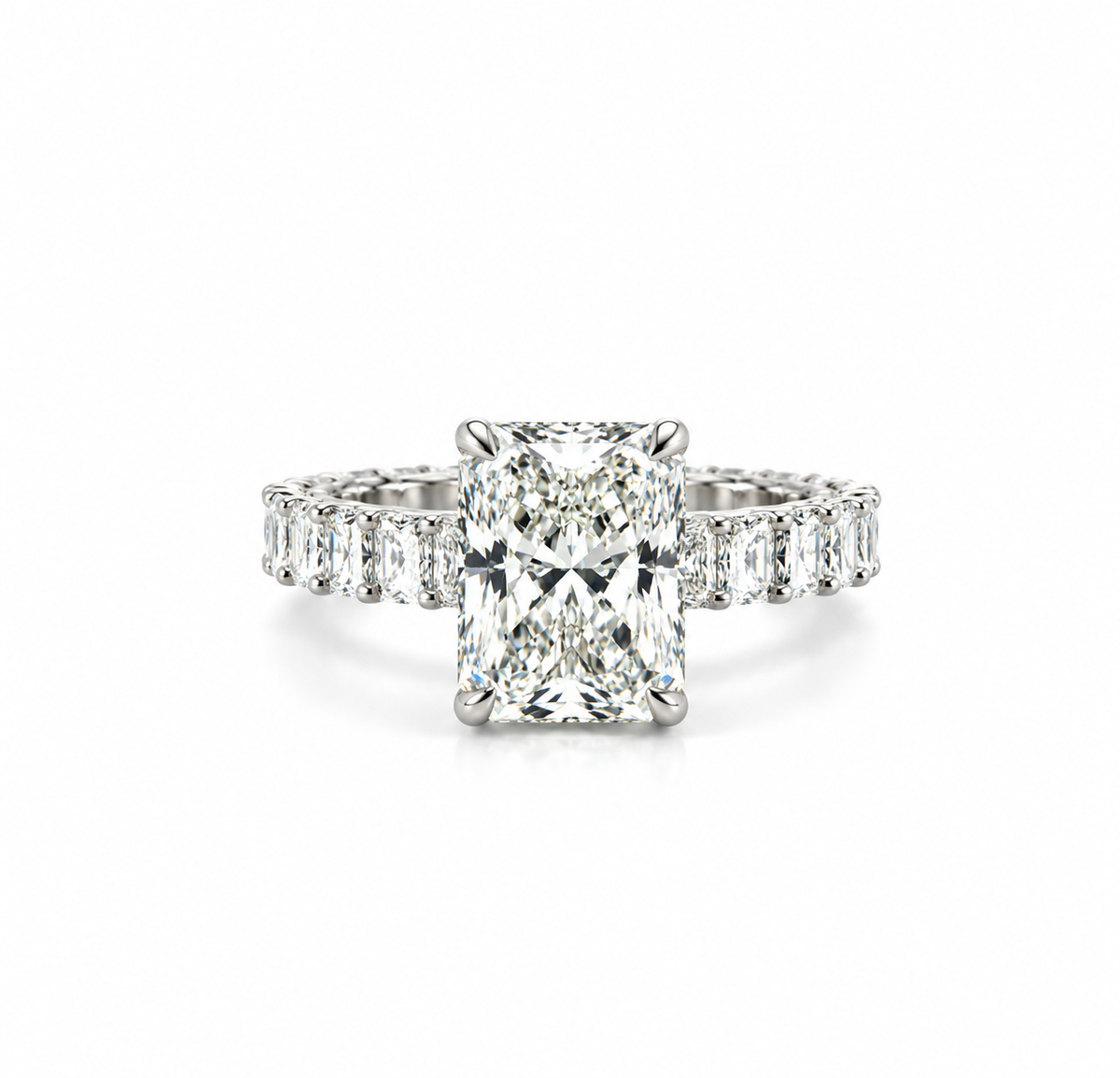 Radiant Cut Lab Diamond - Radiant Eternity Band- Available in 1.00ct - 7.00ct - Hidden Halo Reverse Halo Lab Diamonds
