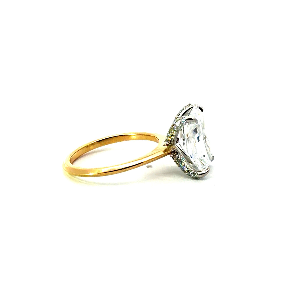 Radiant lab diamond engagement ring, knife edge design – view 2 of 3