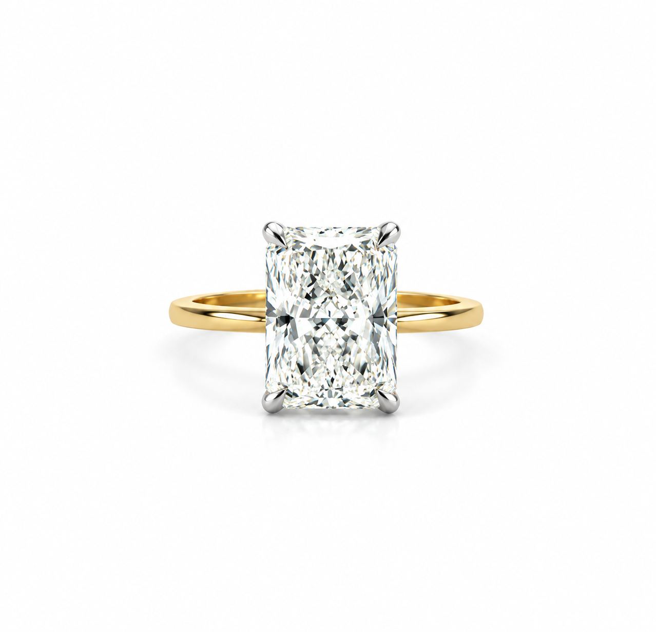 Radiant lab diamond engagement ring, knife edge design – view 1 of 3