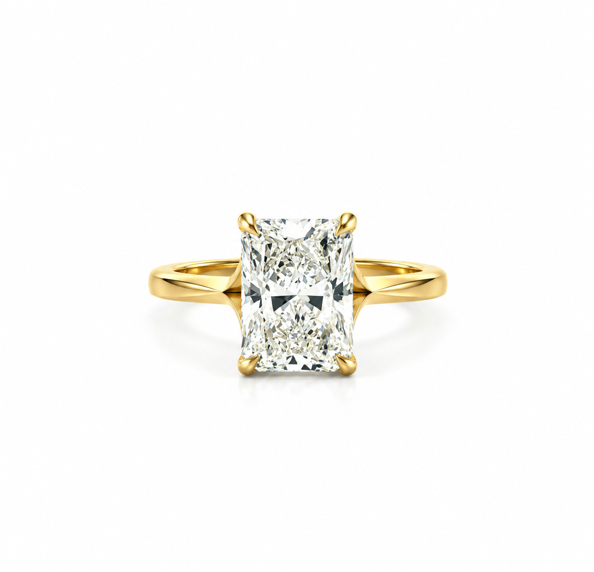 Radiant lab diamond engagement ring, knife edge split shank – view 1 of 3