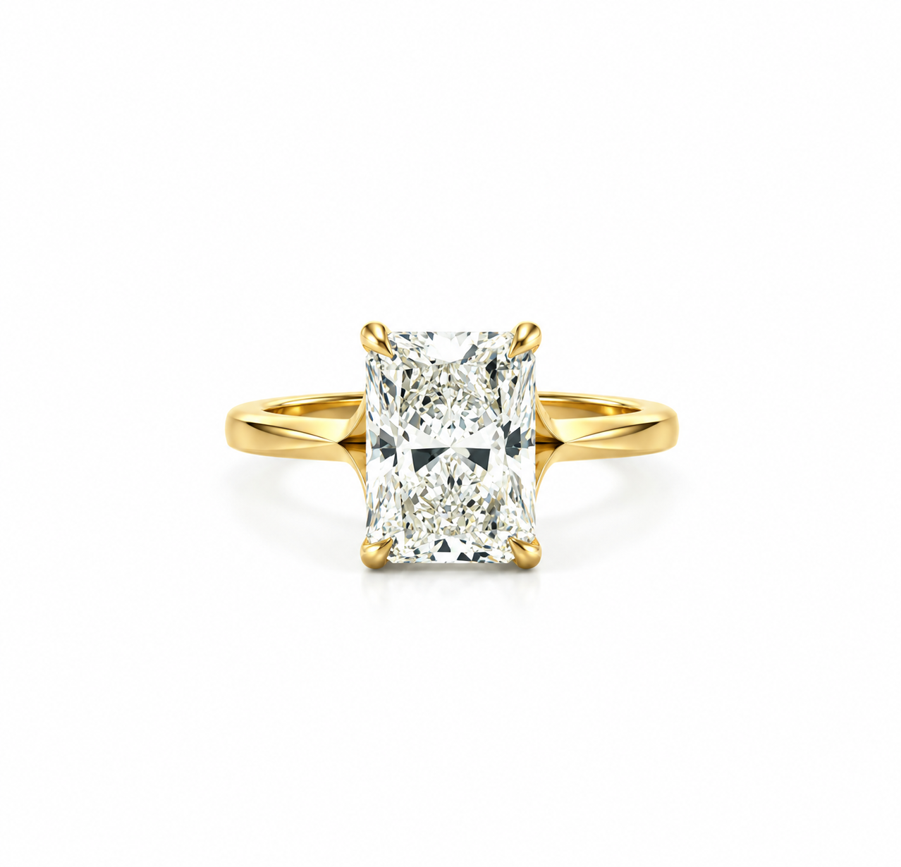 Radiant lab diamond engagement ring, knife edge split shank – view 1 of 3