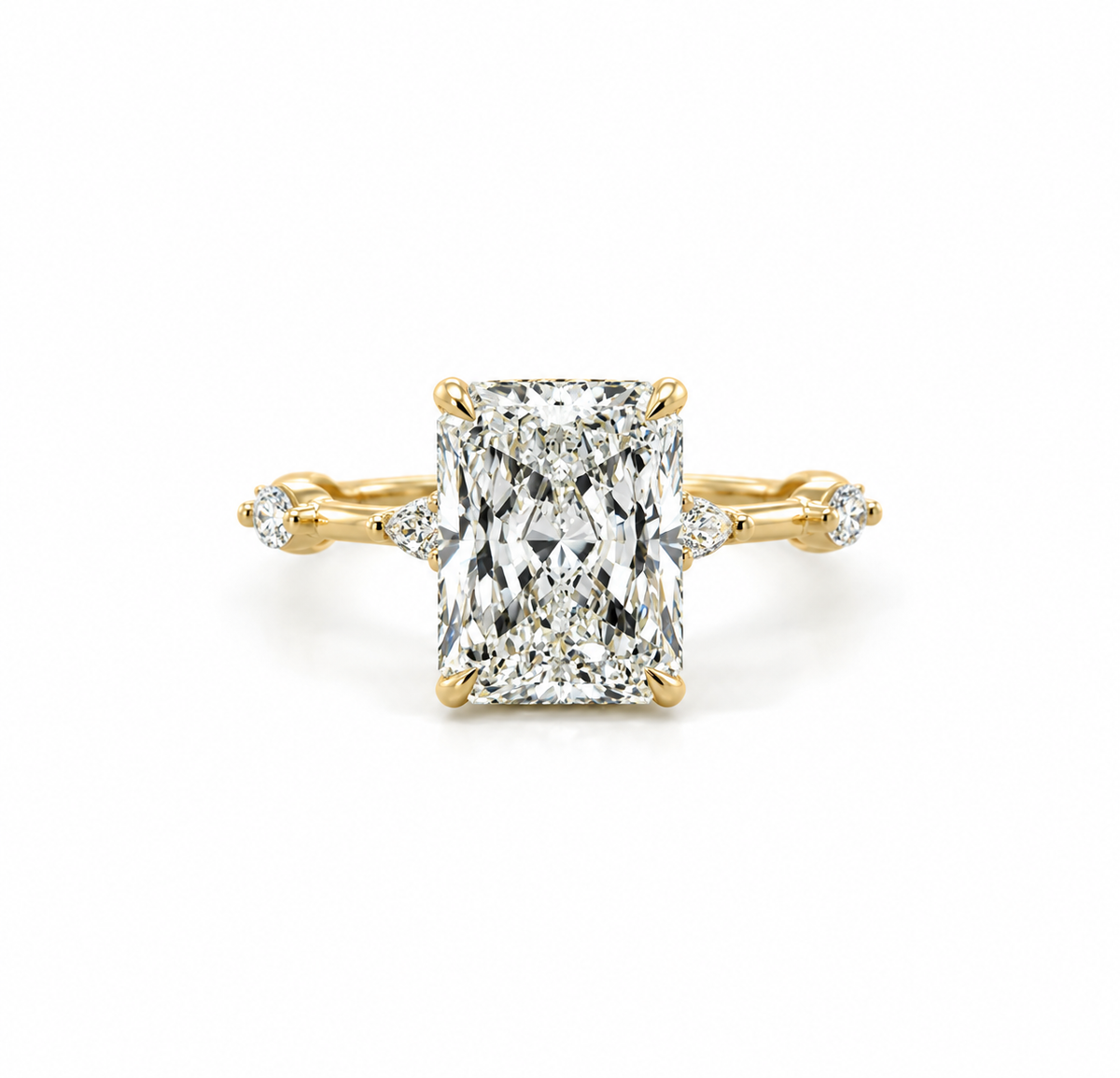 Radiant Cut Lab Diamond - Marquise with Reverse Halo- Available in 1.00ct - 7.00ct - Lab Engagement Ring