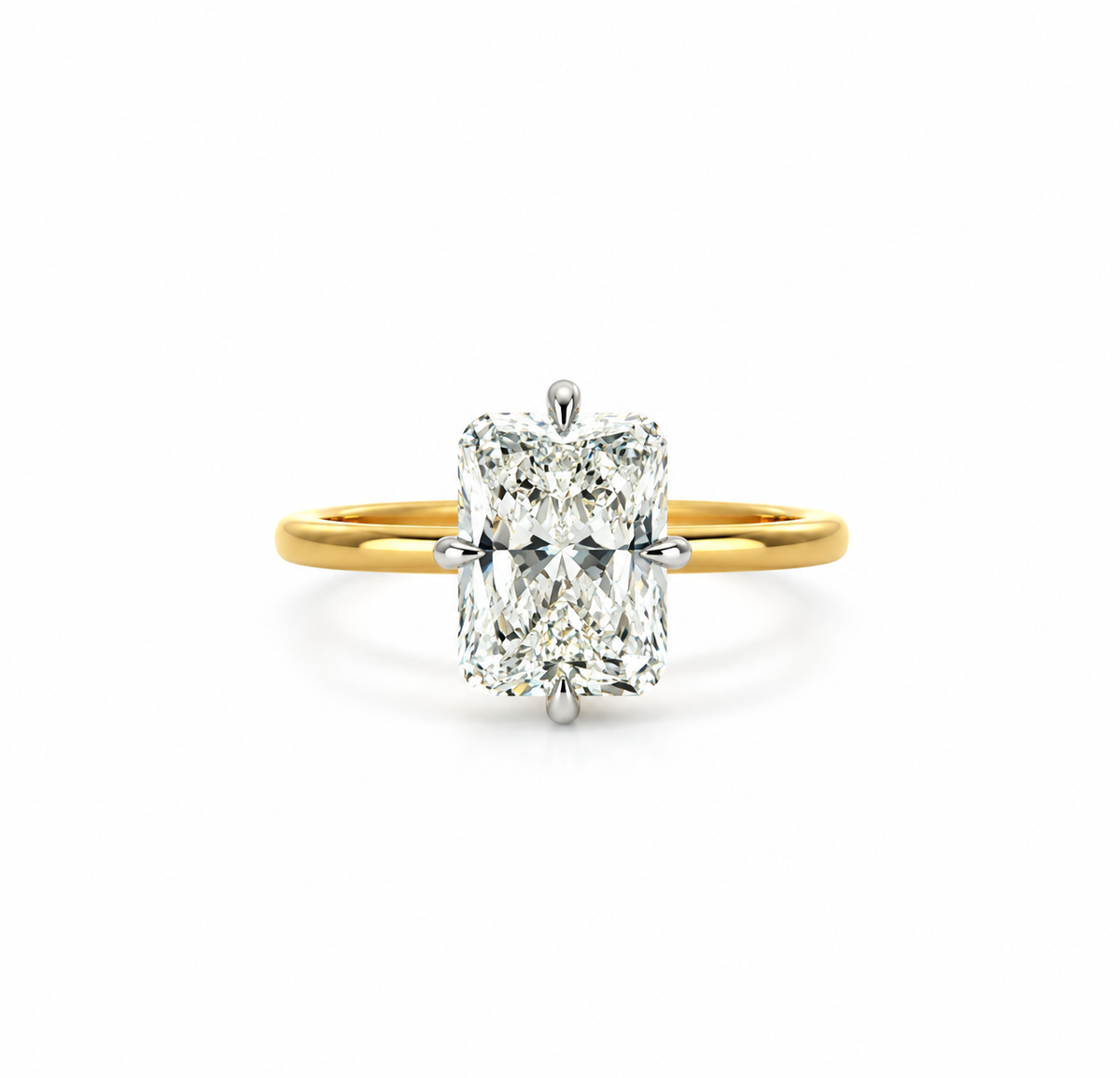 Radiant lab diamond engagement ring, rotated claws – view 1 of 3
