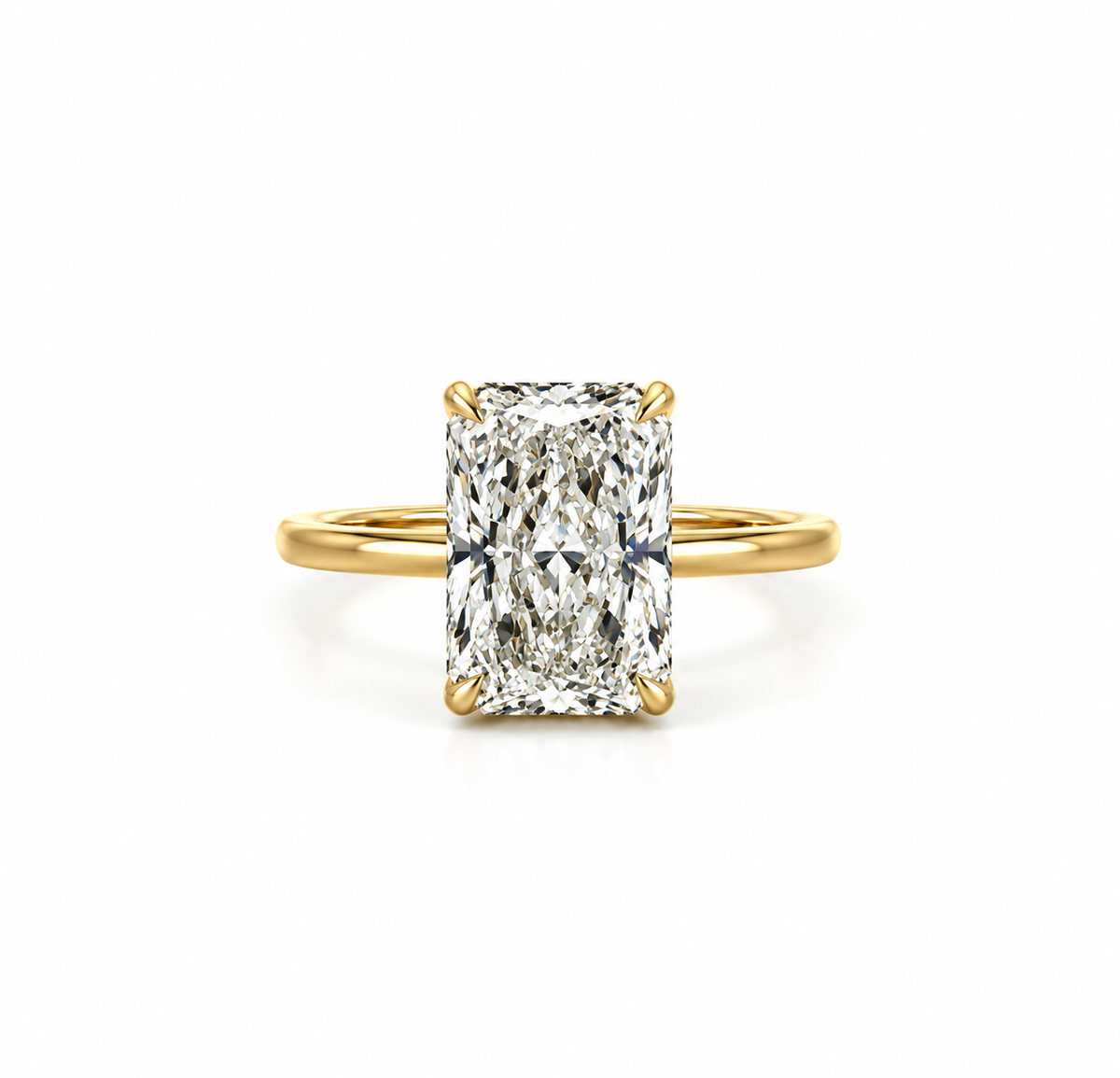 Radiant Cut Lab Diamond- Wrap Around Reverse Halo - Available in 1.00ct - 7.00ct - Hidden Halo Reverse Halo Natural