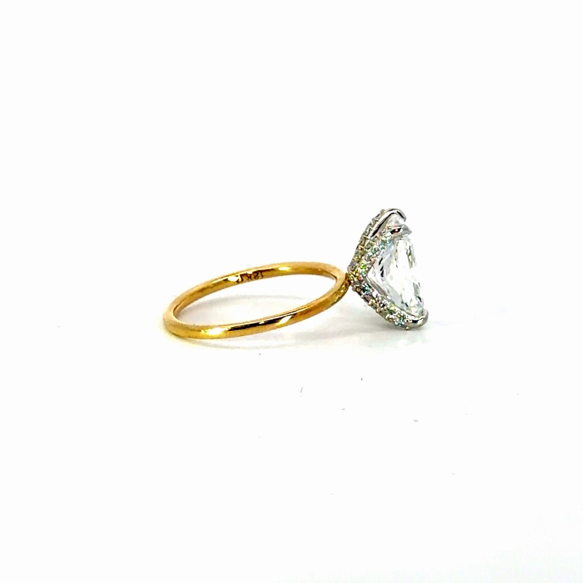 Radiant natural diamond engagement ring, classic 1.50mm tube solitaire & diamond prong design – view 2 of 3