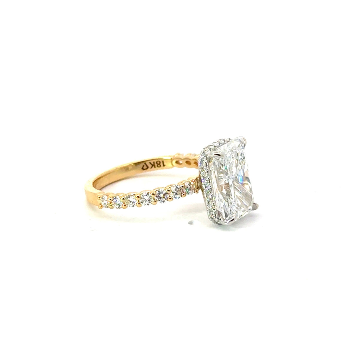 Radiant natural diamond engagement ring, italian pave with reverse halo – view 5 of 5