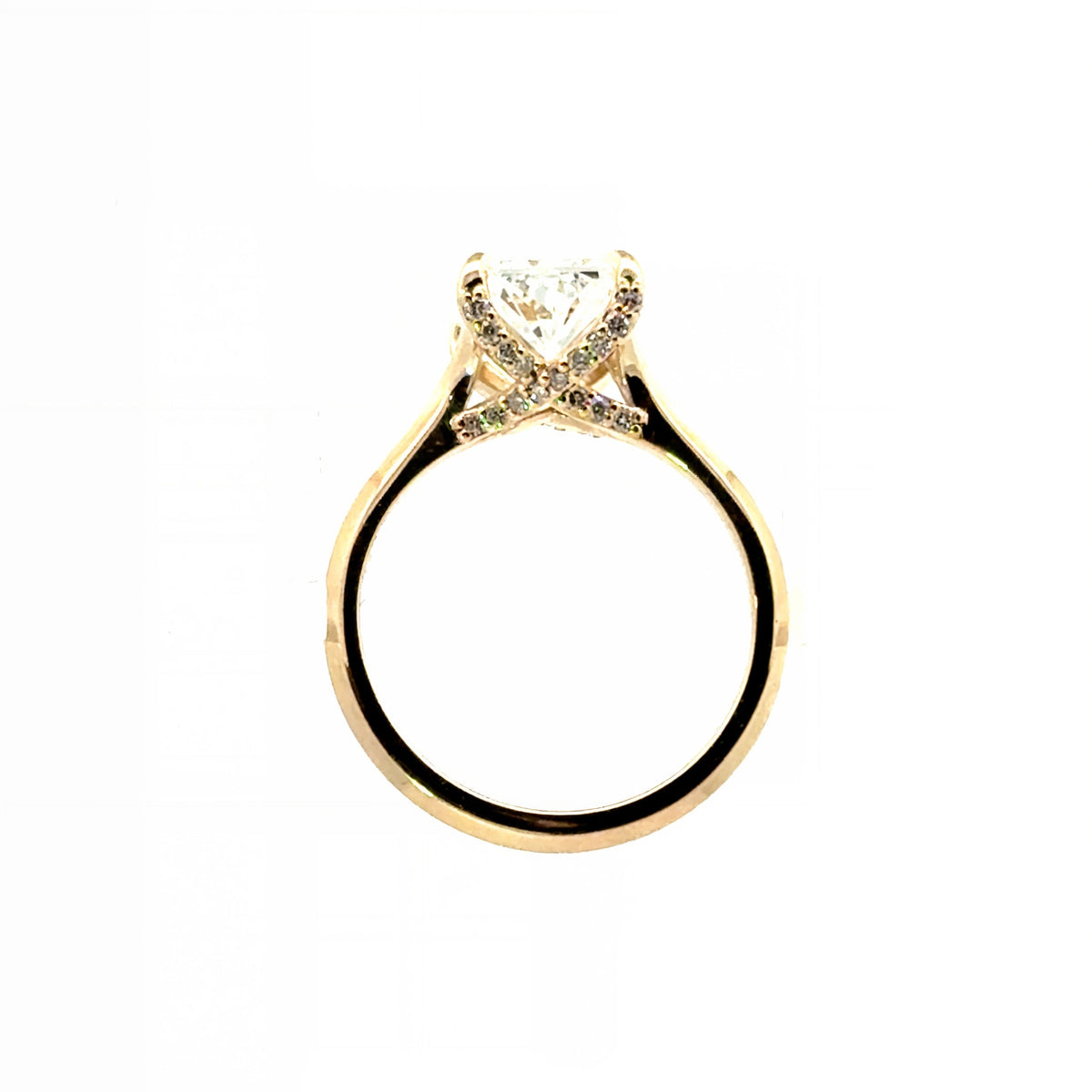 Radiant natural diamond engagement ring, knife edge split shank – view 3 of 3