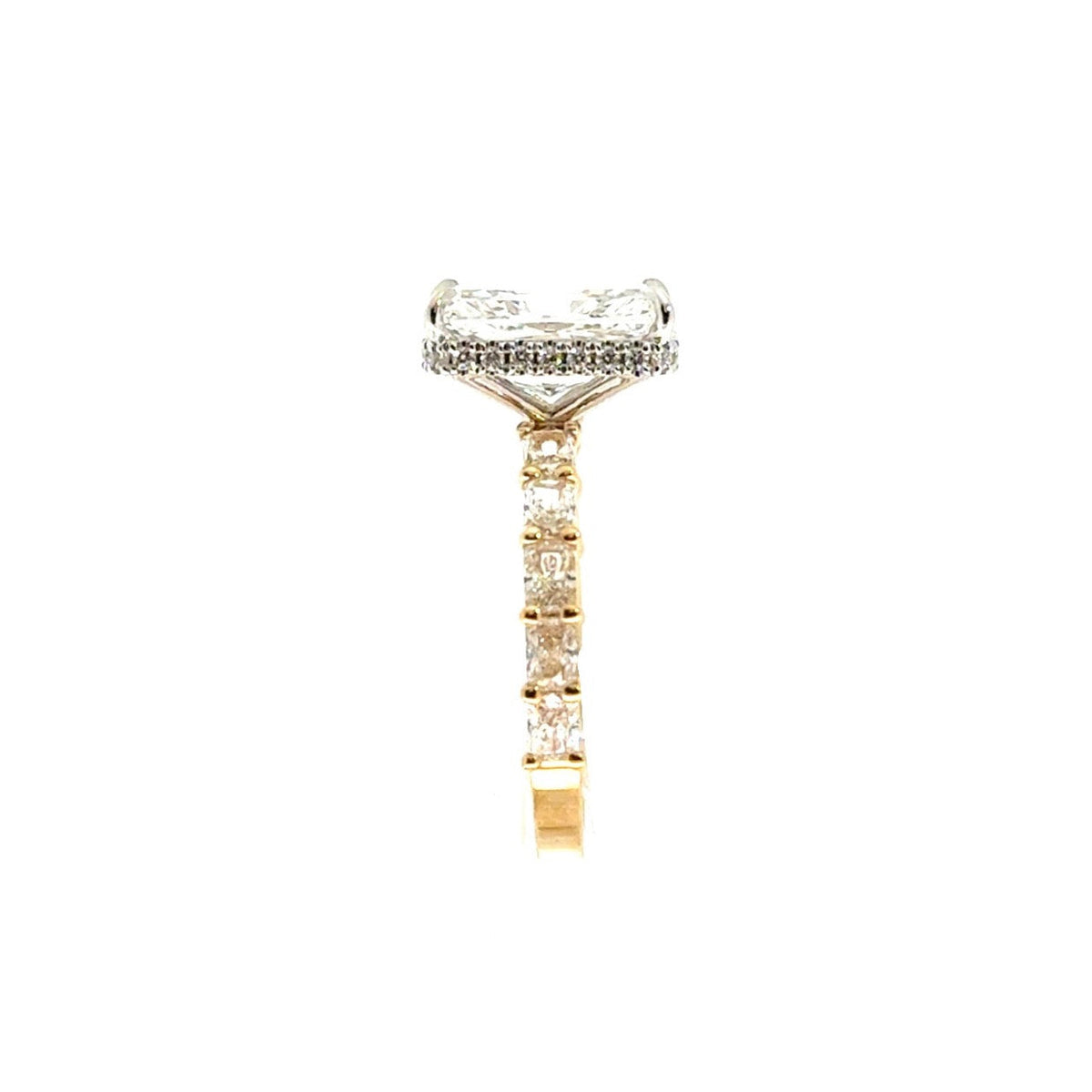 Radiant natural diamond engagement ring, rotated radiant shank – view 3 of 3