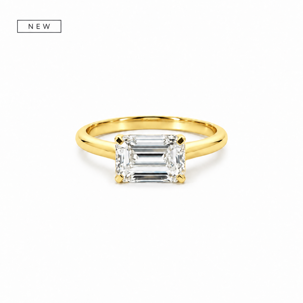 Rotated emerald cut natural diamond engagement ring, 2mm knife-edge floating design – view 1 of 4