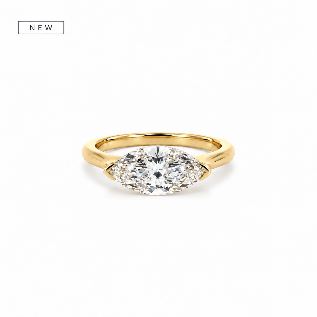 Rotated marquise lab diamond engagement ring, 2mm knife-edge floating design – view 1 of 5
