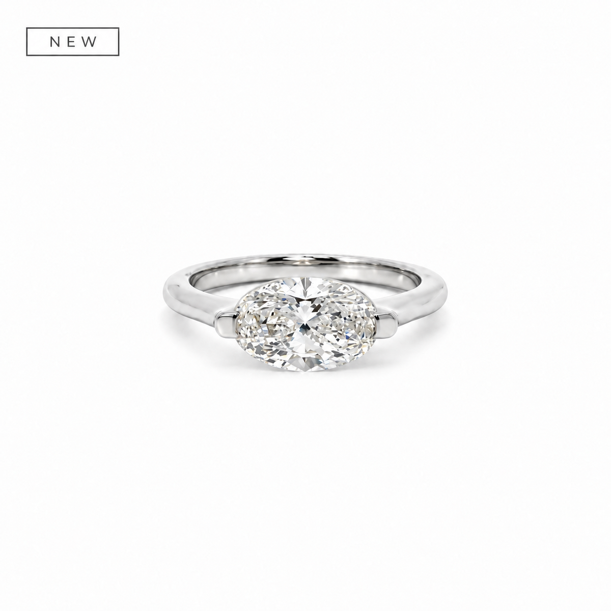 Rotated Oval Cut Lab Diamond | 2MM Knife-Edge Floating Design | 1.00ct to 7.00ct - Engagement Ring