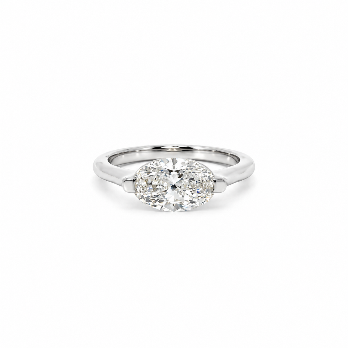 Rotated Oval Cut Lab Diamond | 2MM Knife-Edge Floating Design | 1.00ct to 7.00ct - Engagement Ring