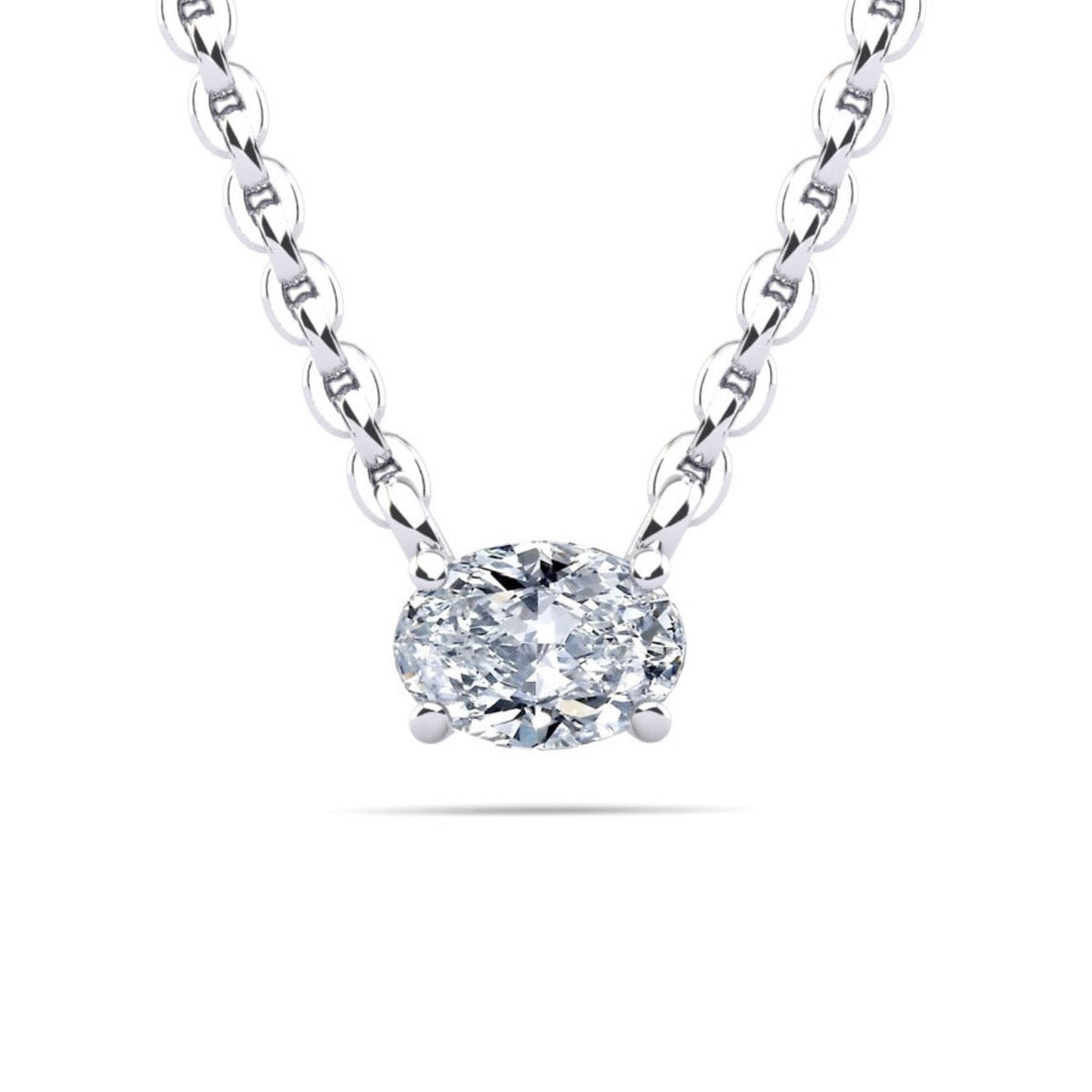Rotated Oval Cut Pendant - Available in.25- 2.00ct - Lab / Natural Necklace
