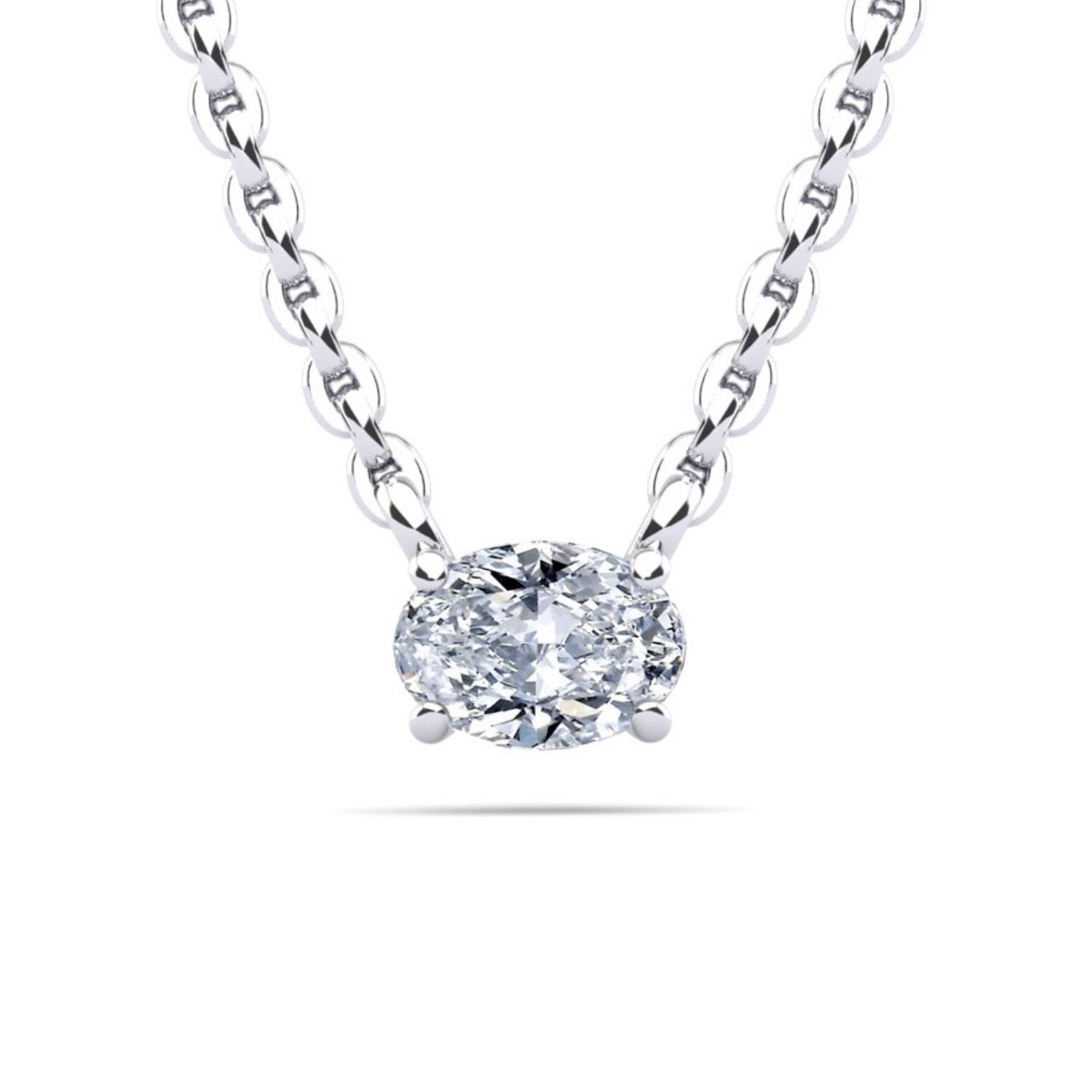 Rotated Oval Cut Pendant - Available in.25- 2.00ct - Lab / Natural Necklace
