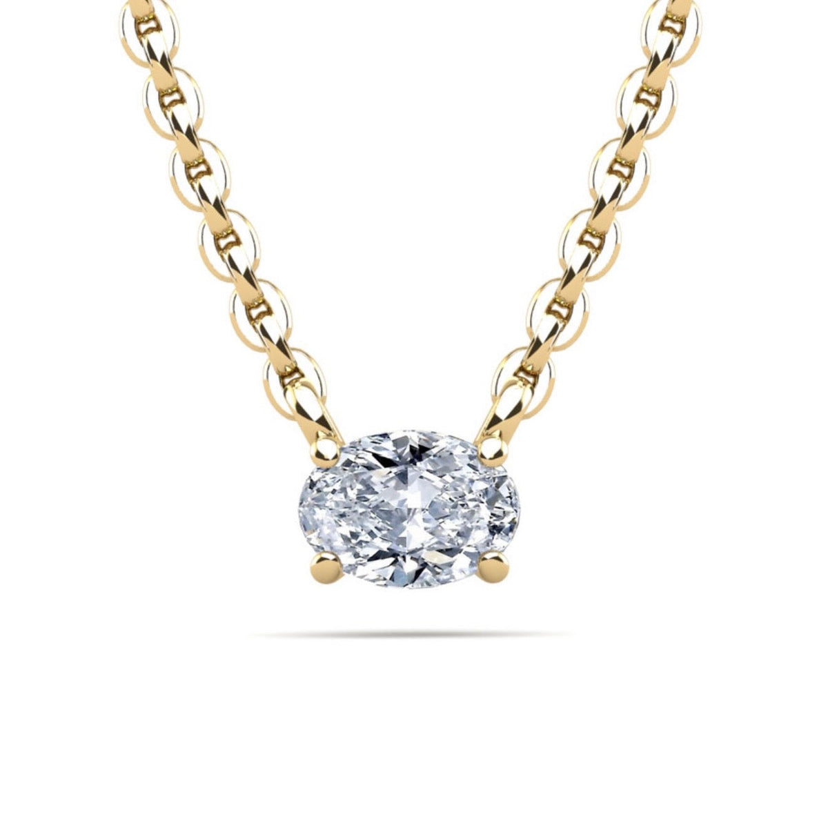 Rotated Oval Cut Pendant - Available in.25- 2.00ct - Lab / Natural Necklace