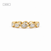 Rotated pear shape ladies diamond wedding band in gold – view 1 of 2