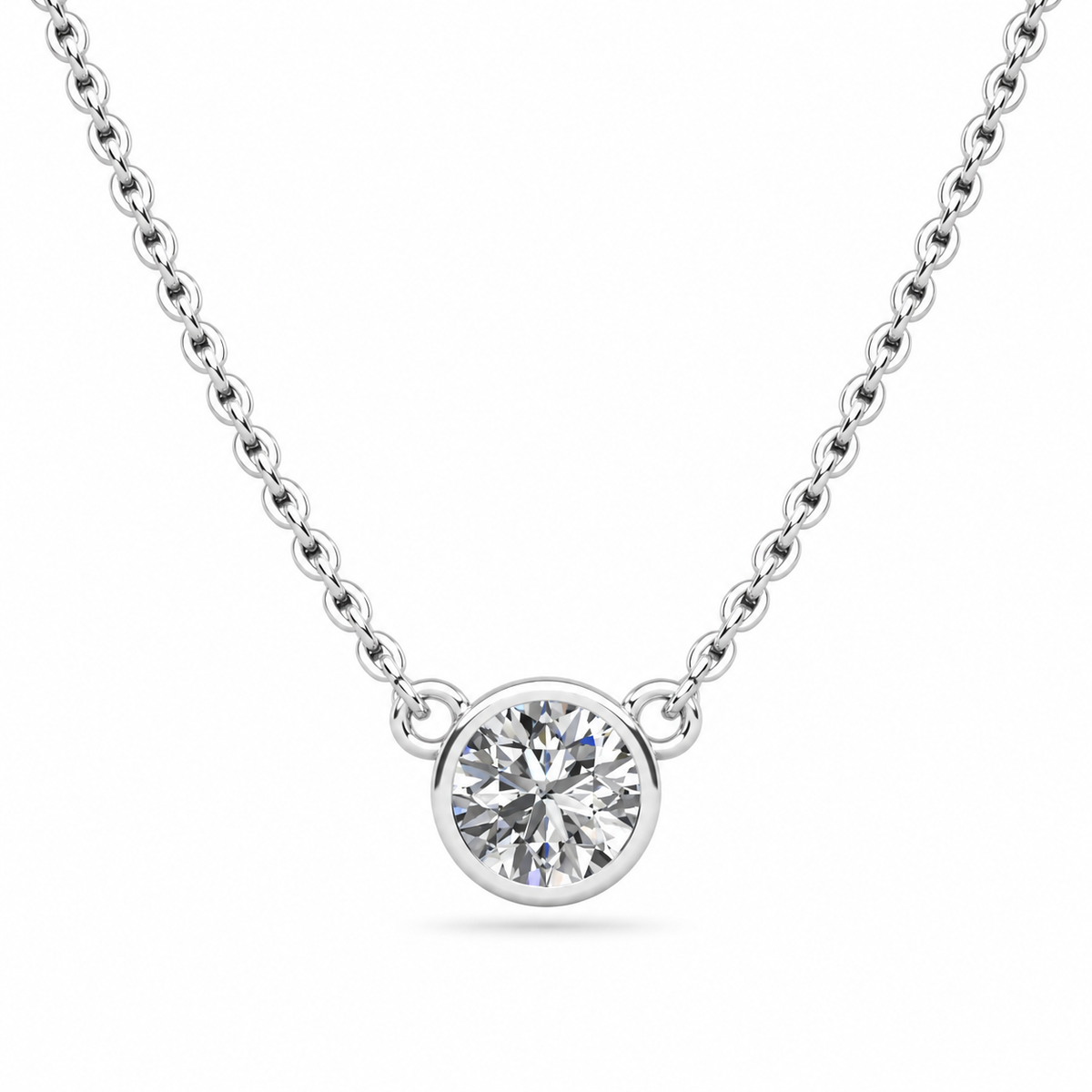 Round Bezel Set Diamond Pendant – view 1 of 2