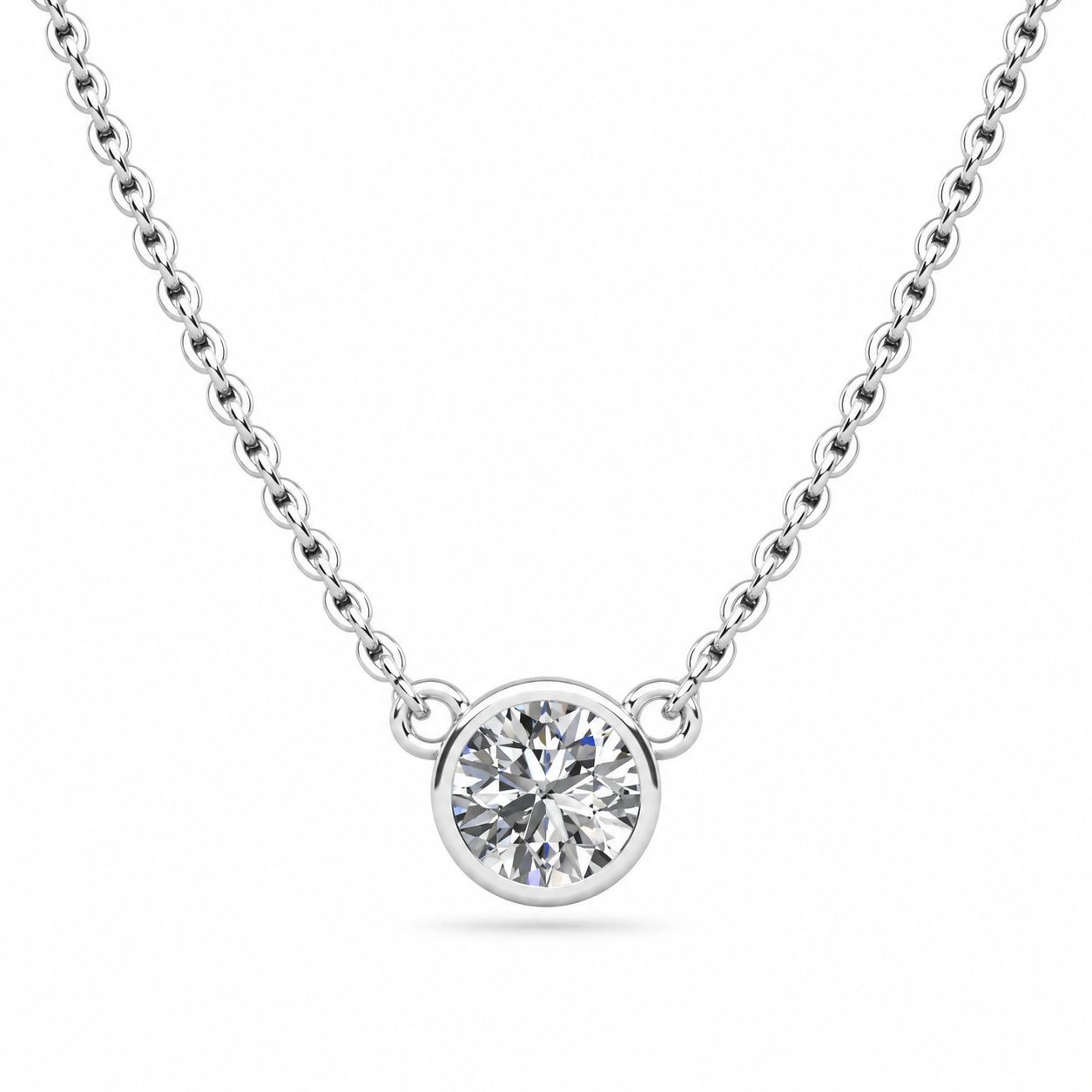 Round Bezel Set Diamond Pendant – view 1 of 2