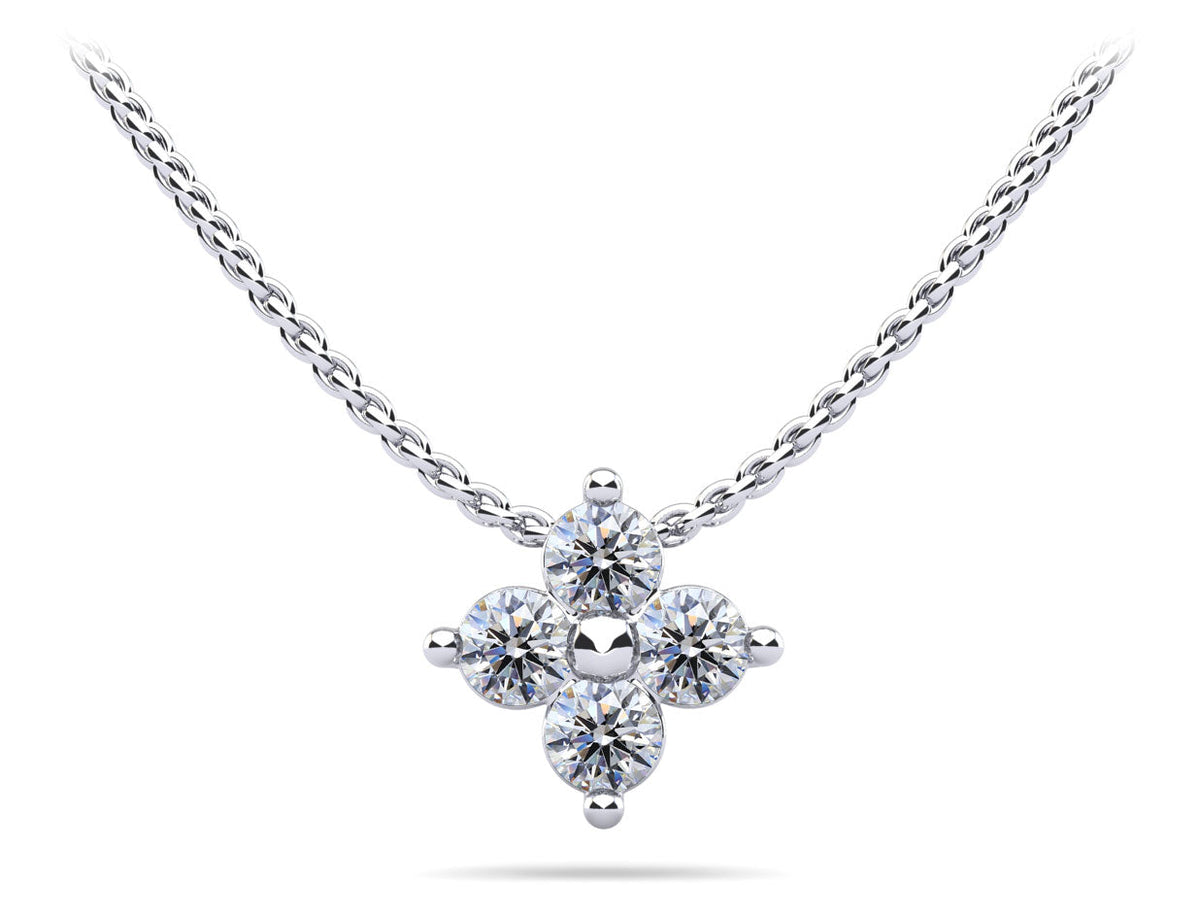 Round Brilliant 4 Diamond Pendant - Choice of Lab or Natuaral Diamonds -.24ct to 1.52ct Total Weight - Lab Natural