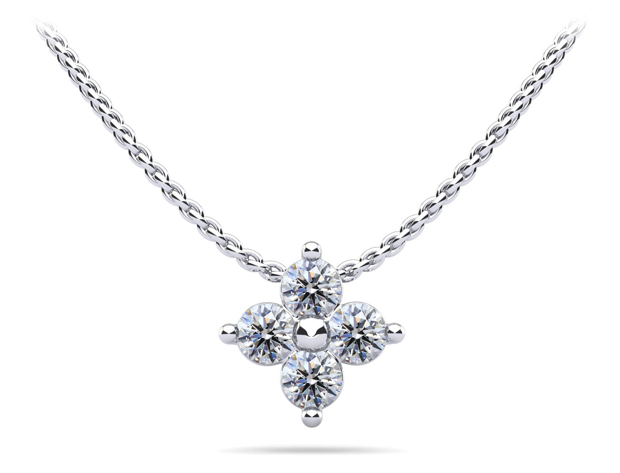 Round Brilliant 4 Diamond Pendant - Choice of Lab or Natuaral Diamonds -.24ct to 1.52ct Total Weight - Lab Natural