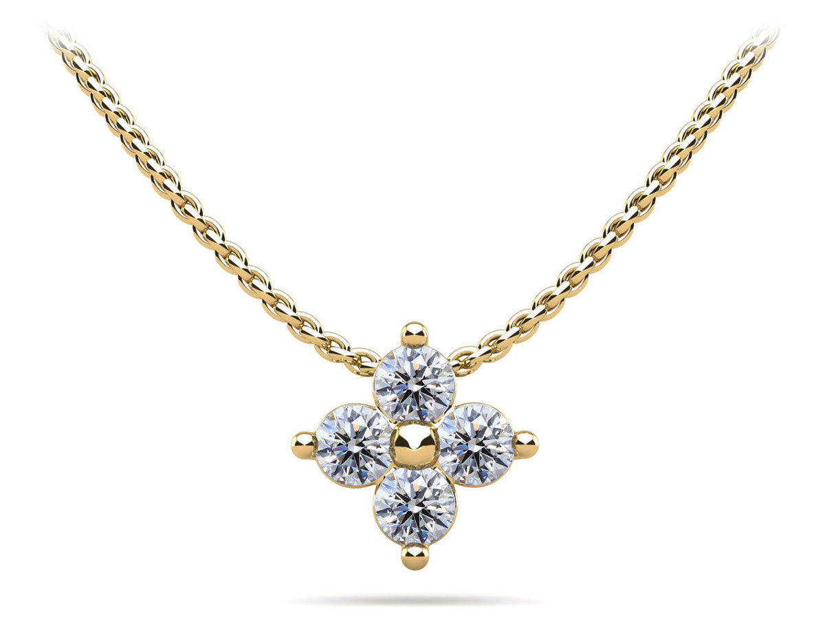 Round Brilliant 4 Diamond Pendant - Choice of Lab or Natuaral Diamonds -.24ct to 1.52ct Total Weight - Lab Natural
