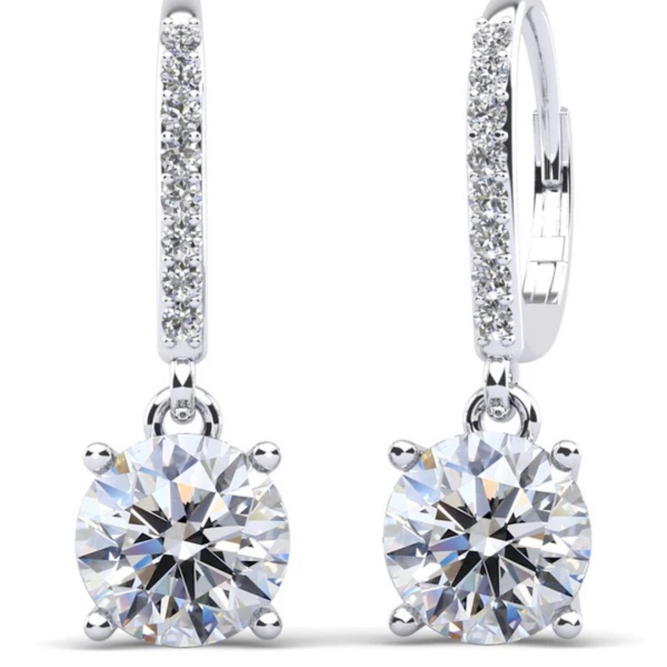 Brilliant Diamond Drop Earrings- Choice of Lab or Natural Diamonds -.48ct TW to 1.50ct TW - Lab or Natural Diamond
