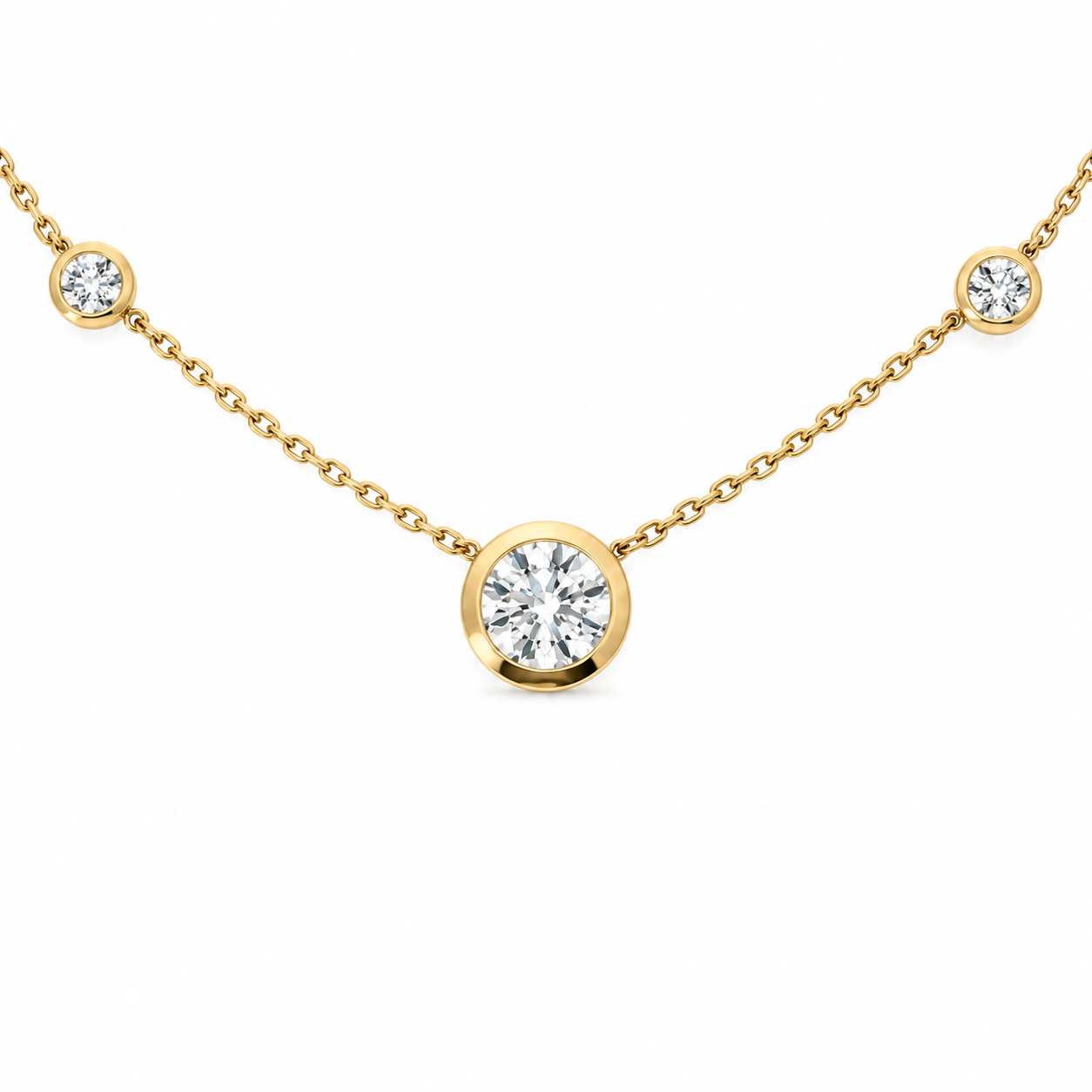 Round Cut Bezel with Round Cut Diamond-By-The-Yard Necklace – view 1 of 2