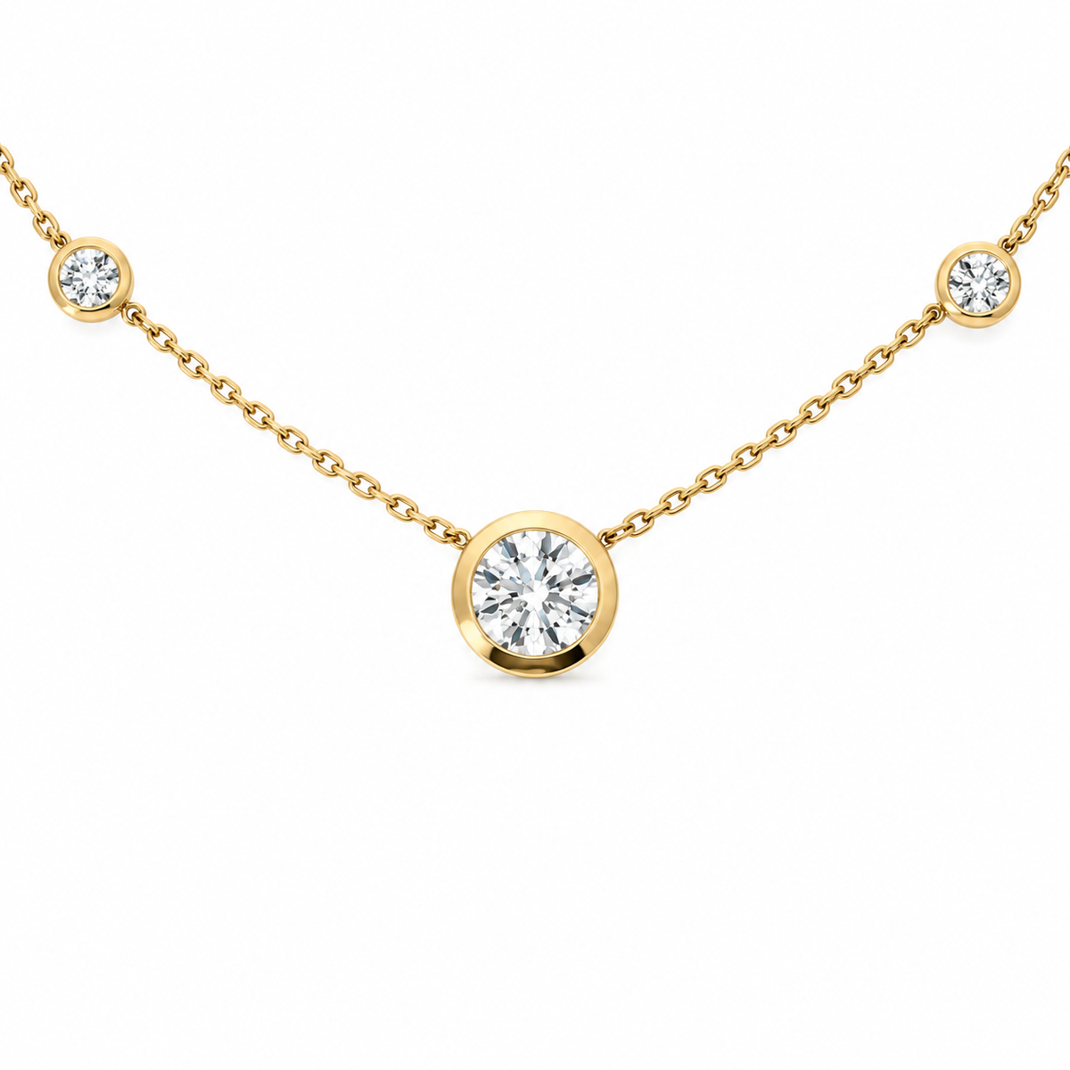 Round Cut Bezel with Round Cut Diamond-By-The-Yard Necklace | 1.00ct TW - Lab Diamond Necklace
