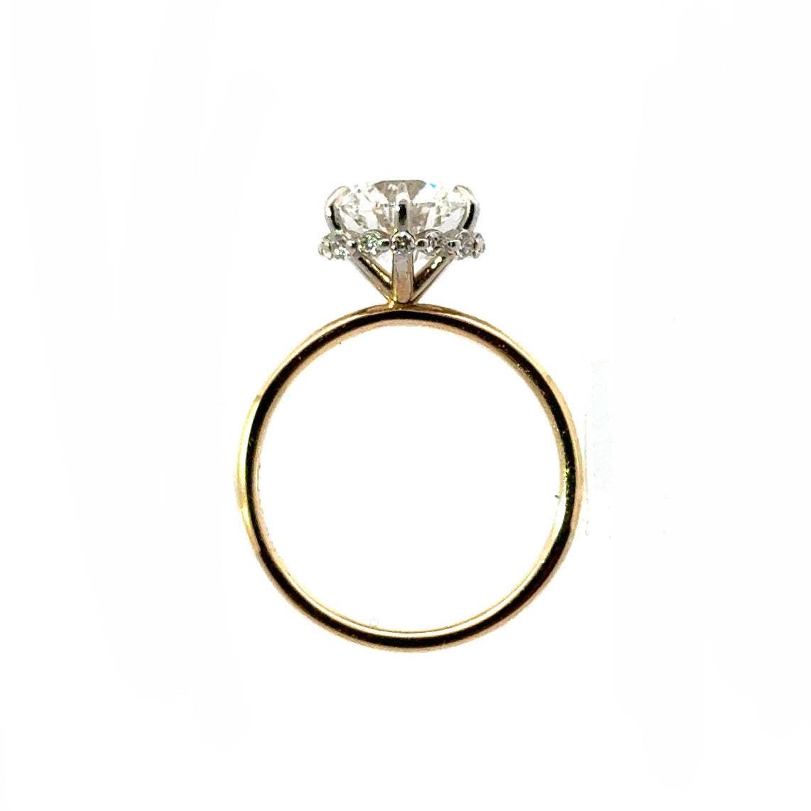 Round Cut Diamond- Shared Bead Reverse Halo Design-Choice of.50ct /.80ct / 1.00ct or 1.20ct Centre Diamond - Hidden