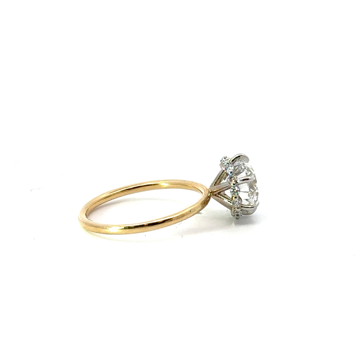 Round Cut Diamond- Shared Bead Reverse Halo Design-Choice of.50ct /.80ct / 1.00ct or 1.20ct Centre Diamond - Hidden
