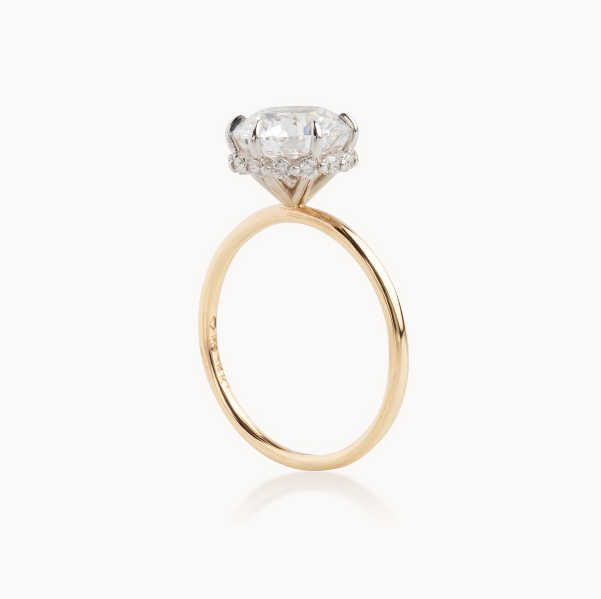 Round Cut Diamond with Reverse Shared Bead Halo- Choice of.50ct /.80ct / 1.00ct or 1.20ct Centre Round Cut Diamond