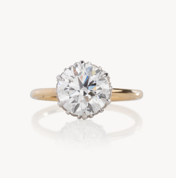 Round Cut Diamond with Reverse Shared Bead Halo- Choice of .50ct / .80 ...