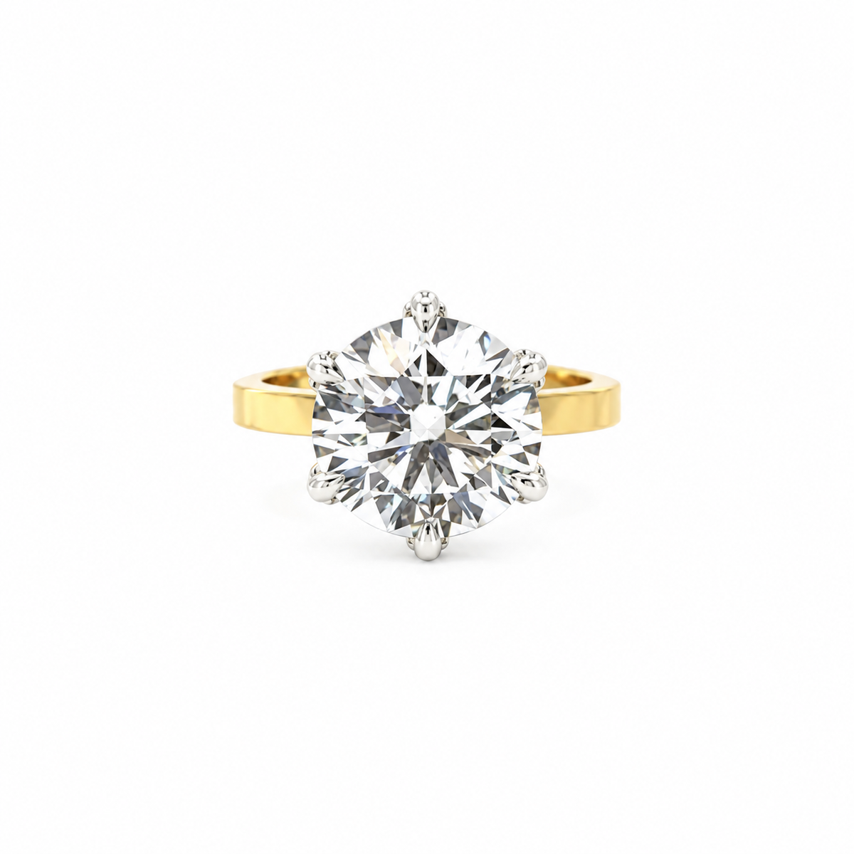 Round Cut Lab Diamond - 2MM Cigar Band with Diamond Encrusted Prongs - Available in 1.00ct - 7.00ct - Lab Engagement