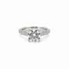 Round Cut Lab Diamond-3-sided pave with criss-cross floating prongs- Available in 1.00ct - 7.00ct - Hidden Halo Reverse