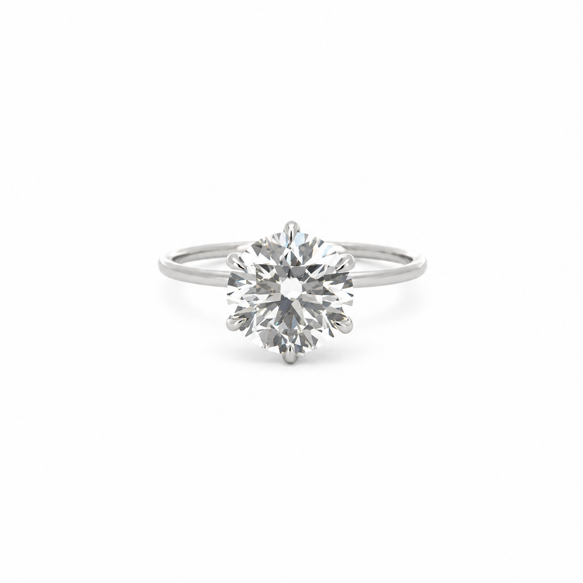 Round Cut Lab Diamond- 6-Prong 1.50MM Tube Shank Design- Available in 1.00ct - 7.00ct - Hidden Halo Reverse Halo Lab