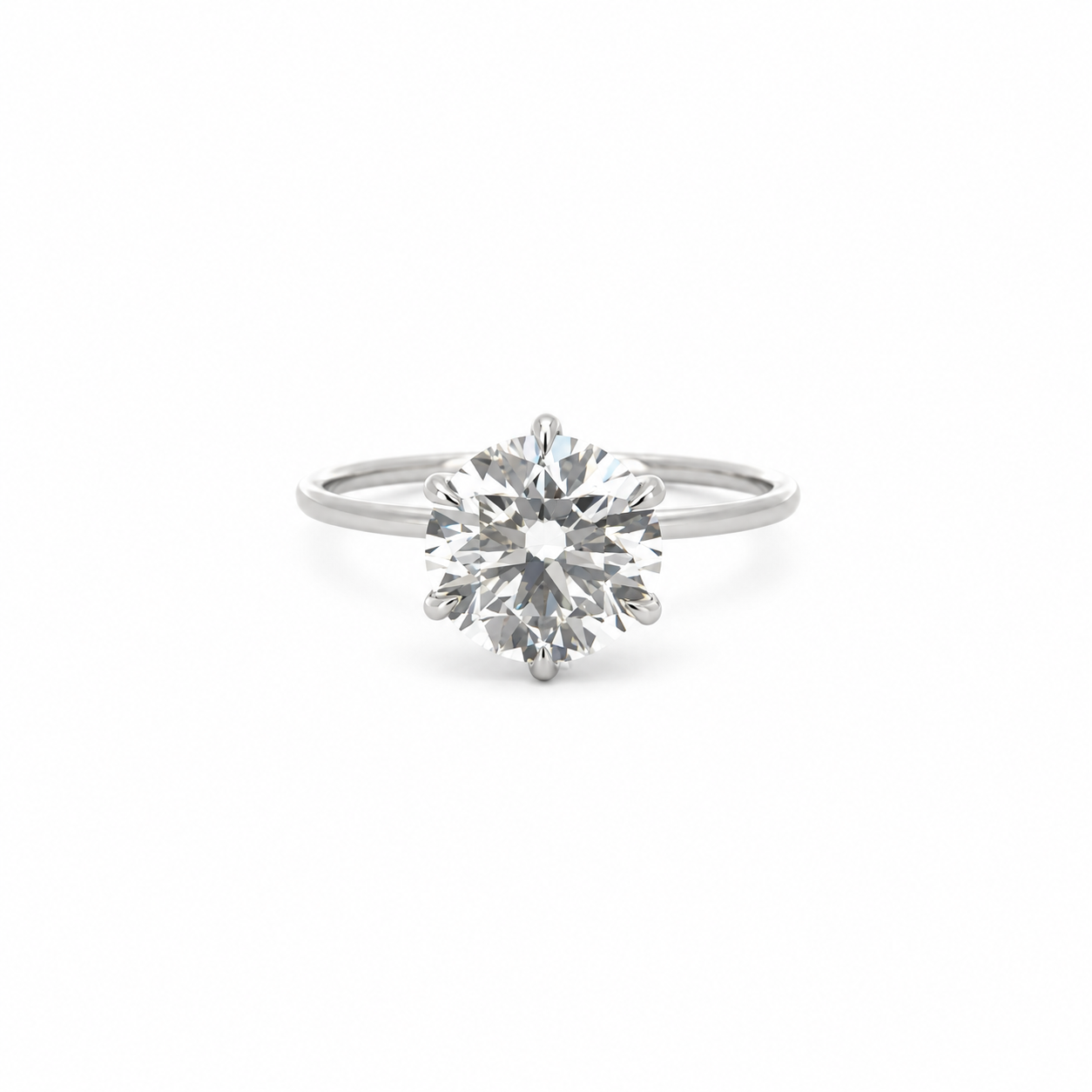 Round lab diamond engagement ring, 6-prong 1.50mm tube shank design – view 1 of 3