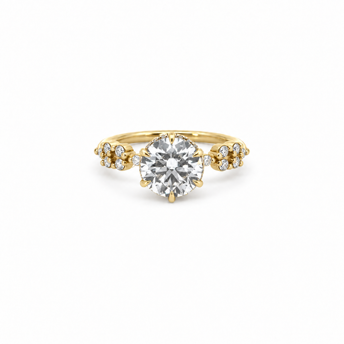 Round Cut Lab Diamond - Cluster Design with Reverse Halo - Available in 1.00ct - 7.00ct - Hidden Halo Reverse Halo Lab
